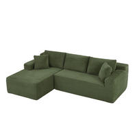 ECKSOFA Cord Grün mit Kissen - Grün, Textil (252.5/163cm) - WISHDOR