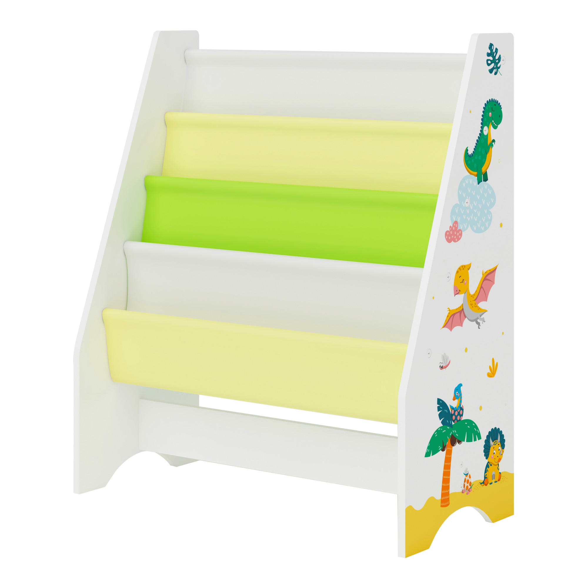 [en.casa] KINDERREGAL Weiß, Grün, Gelb 62cm × 29cm × 74cm
