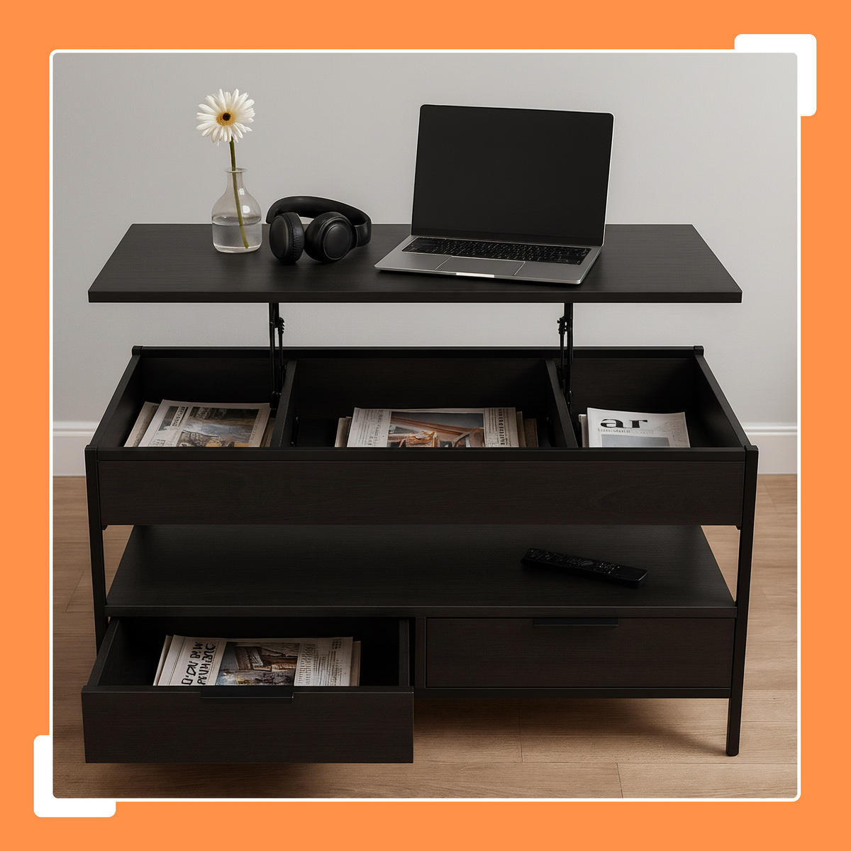 COUCHTISCH - Schwarz, Holzwerkstoff/Metall (50/100/63cm) - Relaxdays