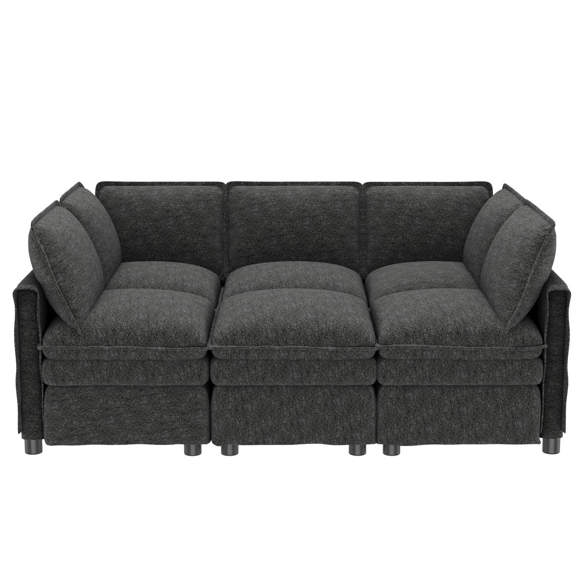 ECKSOFA DE-33261 XXL modular U-/L-Form mit Hocker Grau - Grau, Holzwerkstoff (344/127cm) - ComfortXL