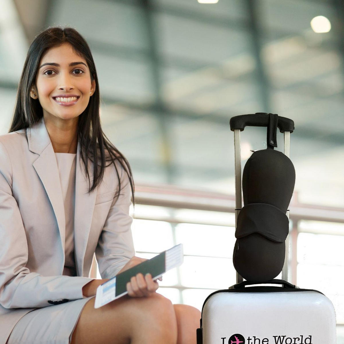 REISEKISSEN MIT SCHLAFMASKE - Graphitfarben, Textil (13/33cm) - INPHYSIO