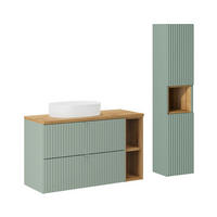 BADMÖBEL 100.4cm Jade 2er-Set Grün und Holz - Grün, Holzwerkstoff (100.4/59/40cm) - Petits-meubles