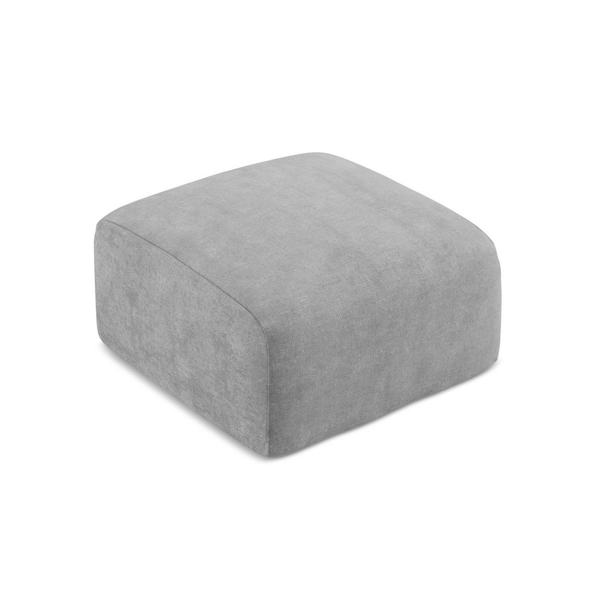 POUF Chenille Stoff Grau - Hellgrau/Schwarz, Holzwerkstoff/Kunststoff (65/40/65cm) - LaMiaSofa