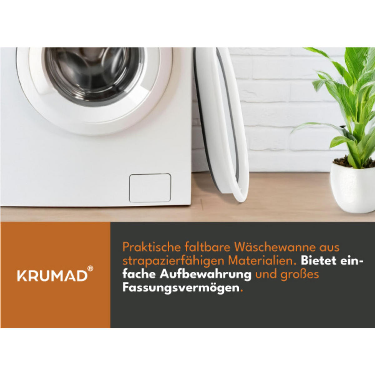 WÄSCHEKORB Faltbarer - Weiß/Grau, Kunststoff (38/24/53.5cm) - KRUMAD