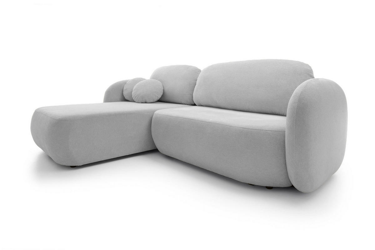 ECKSOFA OLIO L-Form Schlaffunktion mit Bettkasten, lose Rückenkissen, freistehend, LINKS 174x248 cm Grey - Hellgrau, Holz/Textil (174/248cm) - DomoHome