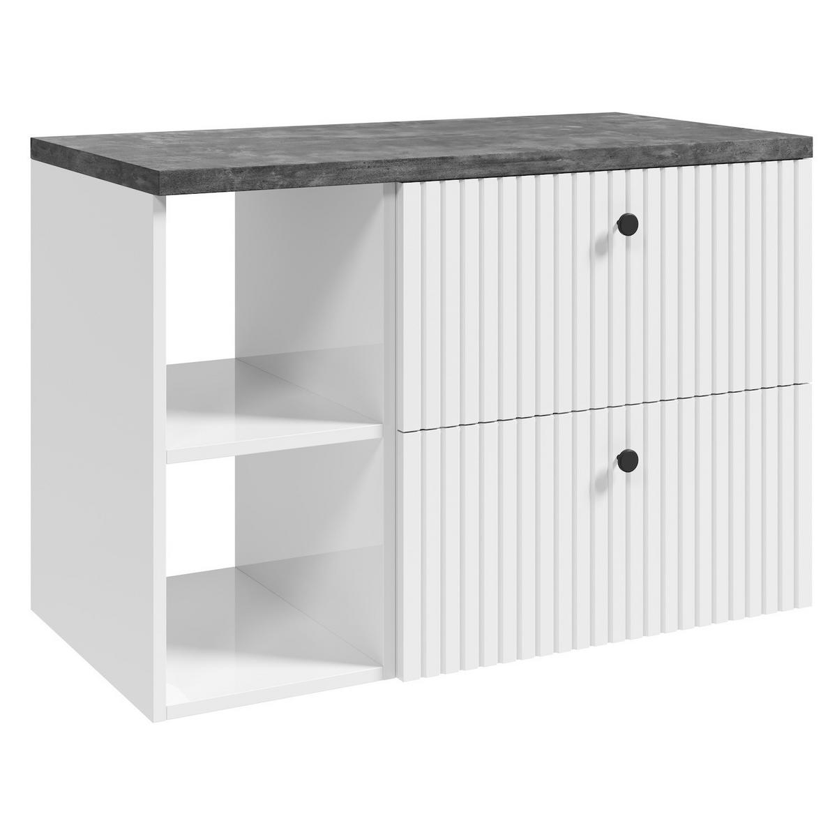 WASCHBECKENUNTERSCHRANK Saros 2 Schubladen Weiß - 90 x 45 x 61 cm - Weiß, Holz (90/61/45cm) - Badplaats