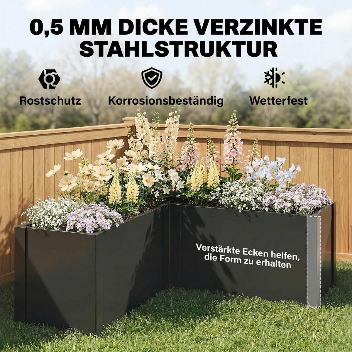 METALL-HOCHBEET Verzinkter Stahl Schwarz - Schwarz, Metall (150/55/150cm) - Outsunny