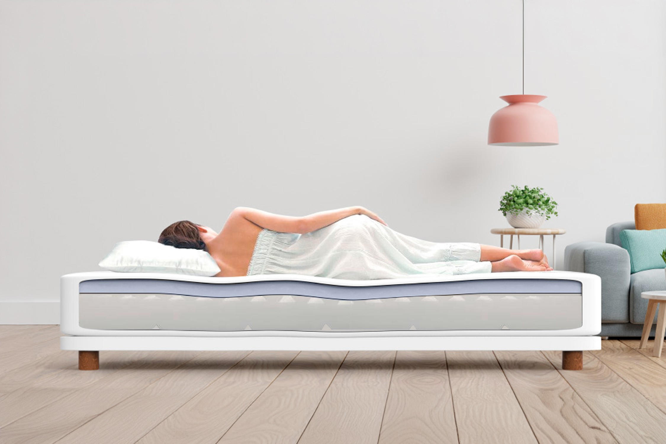 Thumbnail - Moonia Matratze, Weiß, Textil, Rechteckig, 160x200 cm, Oeko-Tex®, Bezug abnehmbar/waschbar, Schlafzimmer, Matratzen Shop...