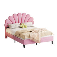 POLSTERBETT mit Blumen-Kopfteil 140x200 cm Samt Pink - Pink, Metall (140/200cm) - Meubliv