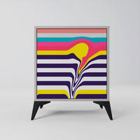 SIDEBOARD TONE COLLAPSE, Grau, 57,5x42x70,5 cm, Schwarze Metall-Sternfüße - Multicolor/Schwarz, Holzwerkstoff/Metall (57.5/70.5/42cm) - SpaceRebels