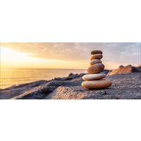 GLASBILD 125x50 cm Strand Sonnenuntergang - Gelb, Glas (125/50cm) - artissimo