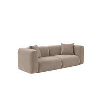 SOFA 2-Sitzer, Velvet-Stoff Bluvel, Latte, GRETA - Hellbraun, Holz (228/70/89cm) - Kaiser Möbel