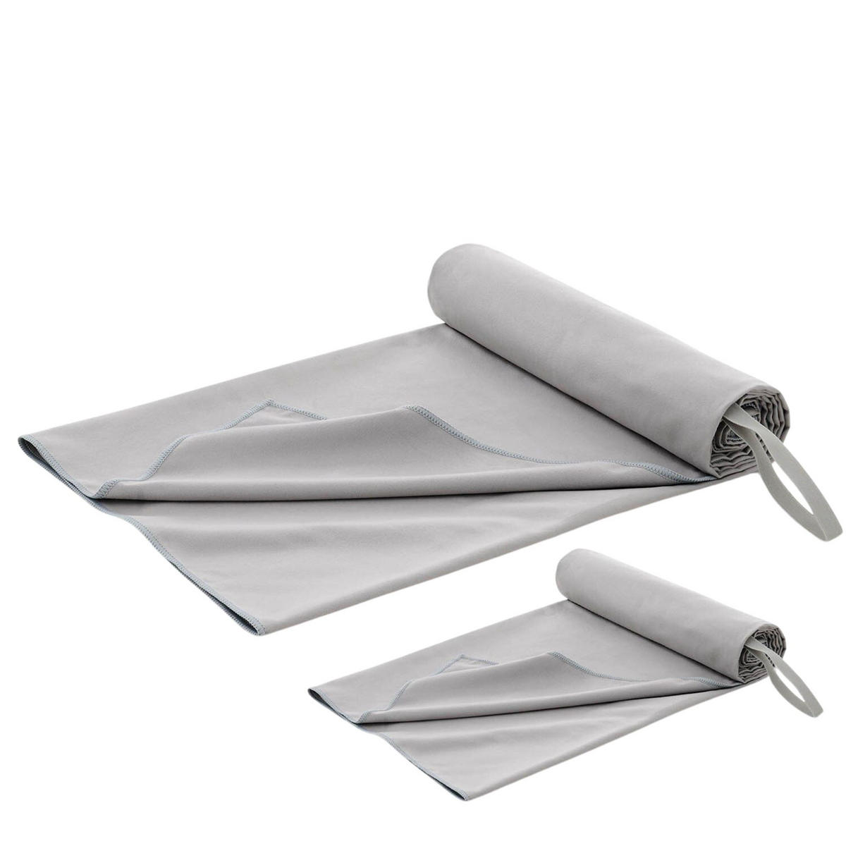 SPORTHANDTUCH Folke 180/90 & 80/40 cm, 2er-Set, Grau - Grau, Textil (90/180cm) - Blumtal