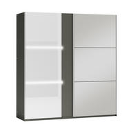 SCHWEBETÜRENSCHRANK RENEKTON 200/215/65 cm 2-türig mit Spiegel Graphitfarben - Graphitfarben, Holzwerkstoff (200/215/65cm) - MASSENO