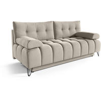 SCHLAFSOFA Bergen im Veloursstoff, Beige - Beige/Schwarz, Textil (197/93/100cm) - Beautysofa