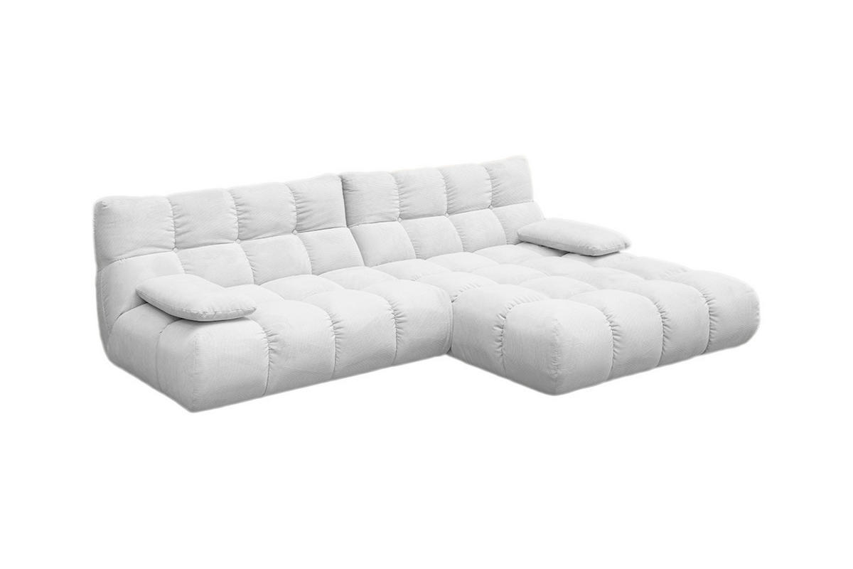ECKSOFA VIVIEN Weiß Cord - Schwarz/Weiß, Kunststoff/Textil (290/178cm) - KAWOLA