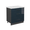 KÜCHENUNTERSCHRANK Fame-Line Dunkelblau Hochglanz 80 cm AP Marmor - Anthrazit/Dunkelblau, Holzwerkstoff (80/82/60cm) - Vicco