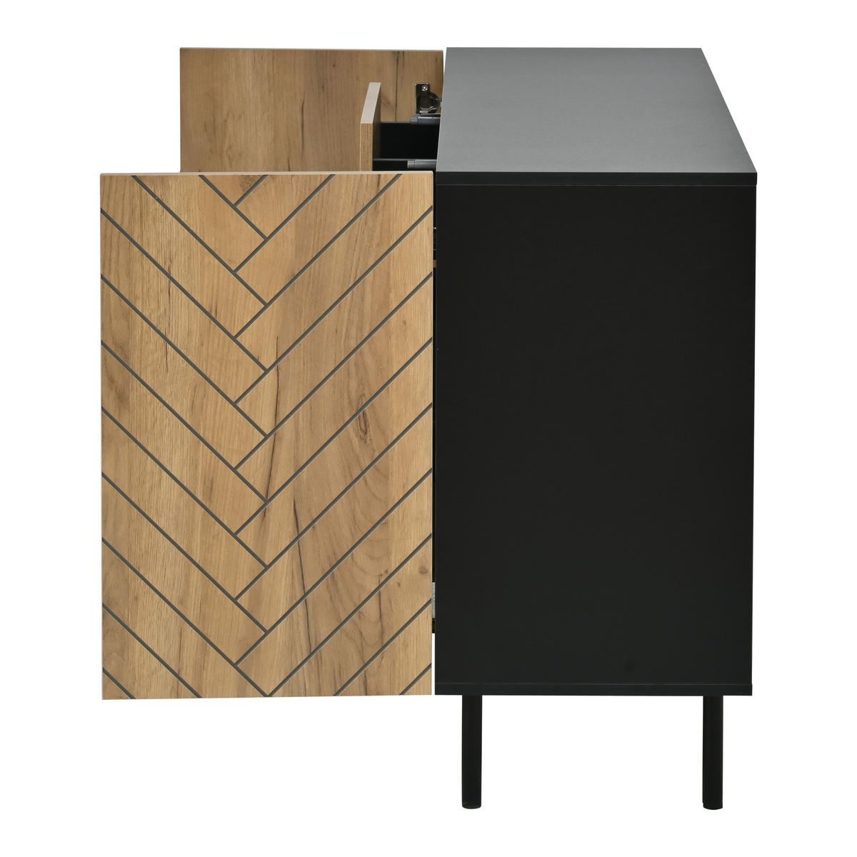 SIDEBOARD 3 Schubladen 2 Türen 120cm Stauraumschrank Modern - Naturfarben, Holzwerkstoff (120/76/40cm) - FLIEKS