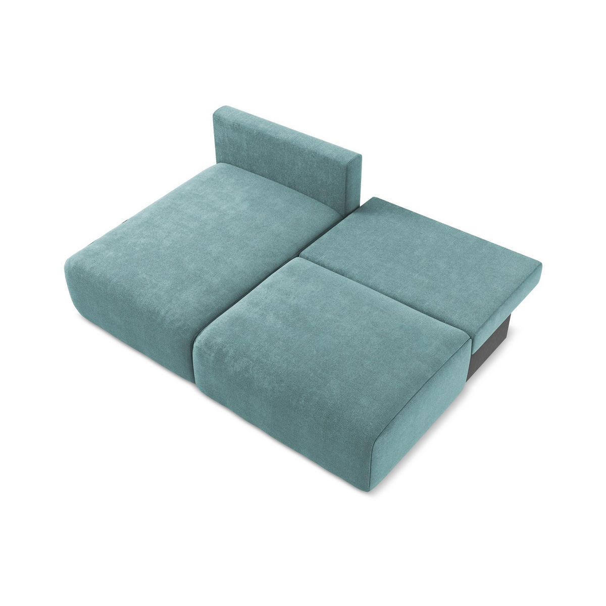 ECKSOFA mit Schlaffunktion links Chenille Stoff Blau - Blau/Beige, Kunststoff/Textil (149/210cm) - LaMiaSofa