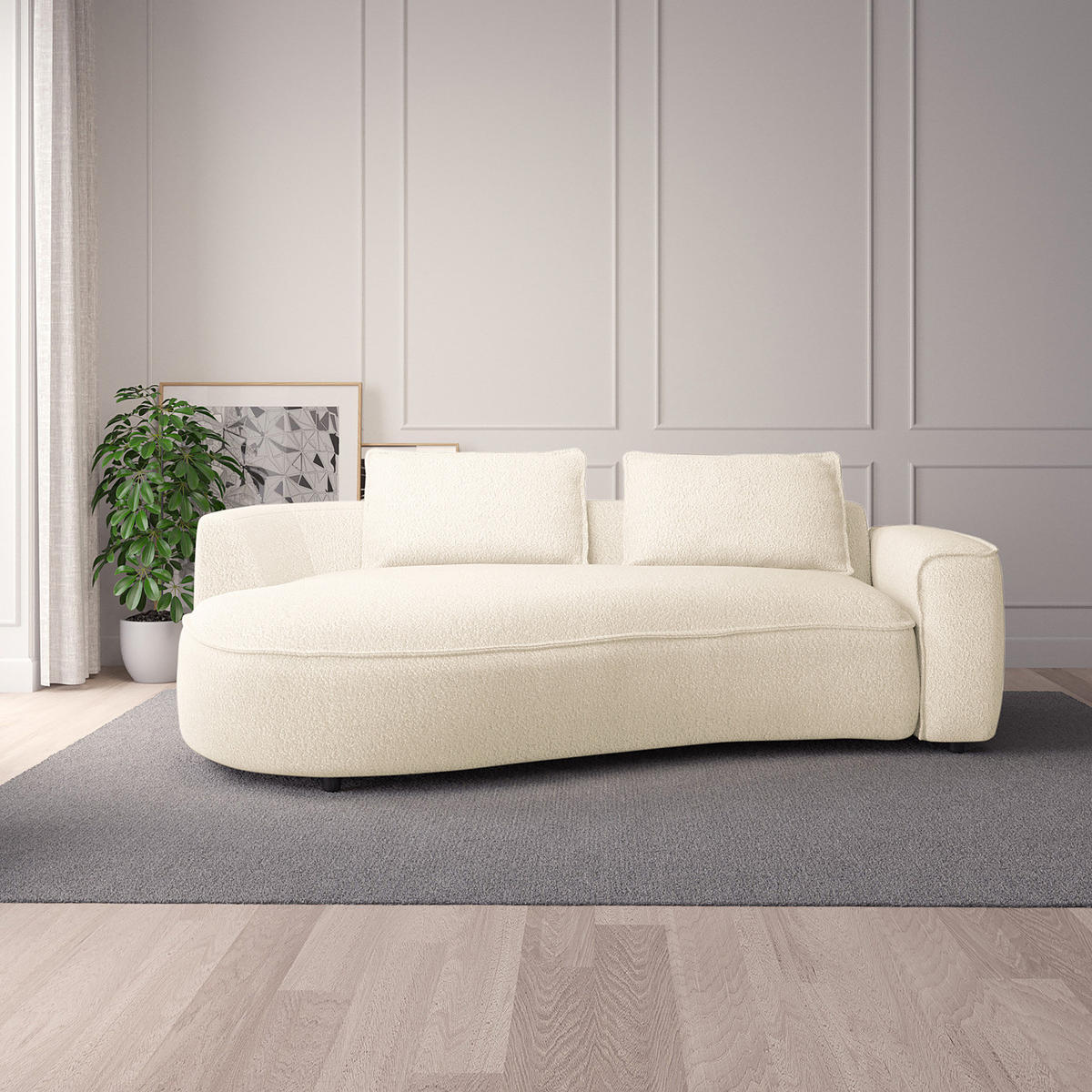 2,5-SITZER SOFA - Creme/Schwarz, Textil (217/82/156cm) - home24