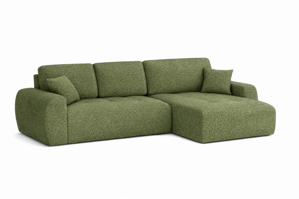 ECKSOFA Mit Schlaffunktion Und Bettkasten L-Form Ivo L, Chenille-Stoff Artico, Moss, Rechts - Grün, Holz (250/142cm) - Kaiser Möbel