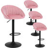 BARHOCKER 4er Set mit Rückenlehne, Samt, Rosa - Schwarz/Rosa, Textil/Metall (53/83/45cm) - Woltu