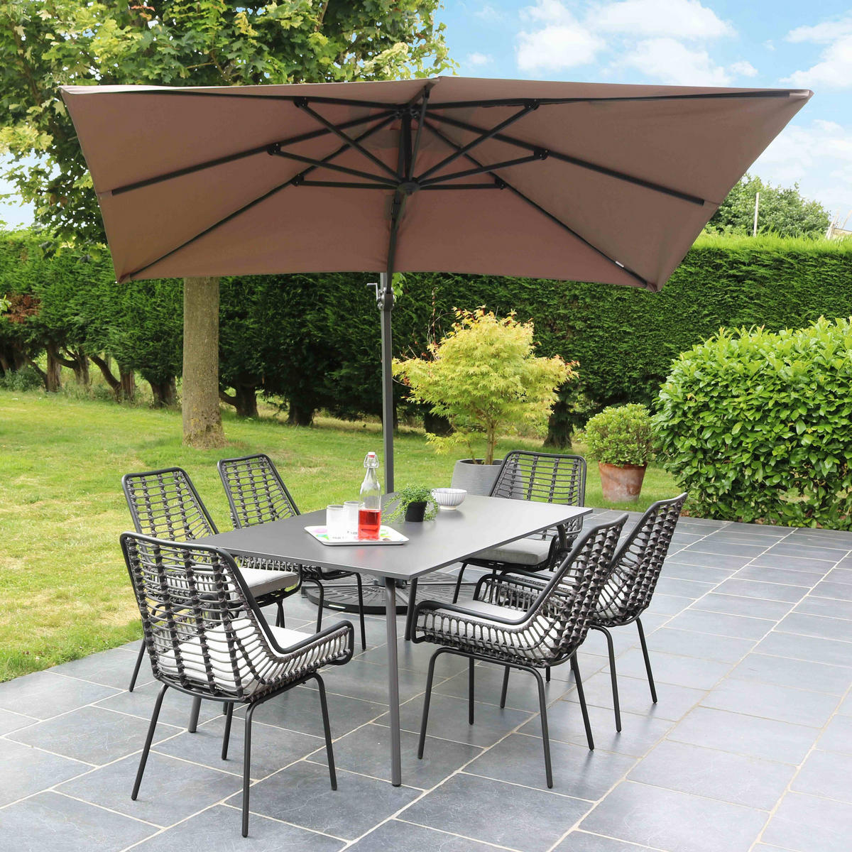 SONNENSCHIRM 2x3m Aluminium, Taupe - Taupe, Metall (300/200cm) - Oviala