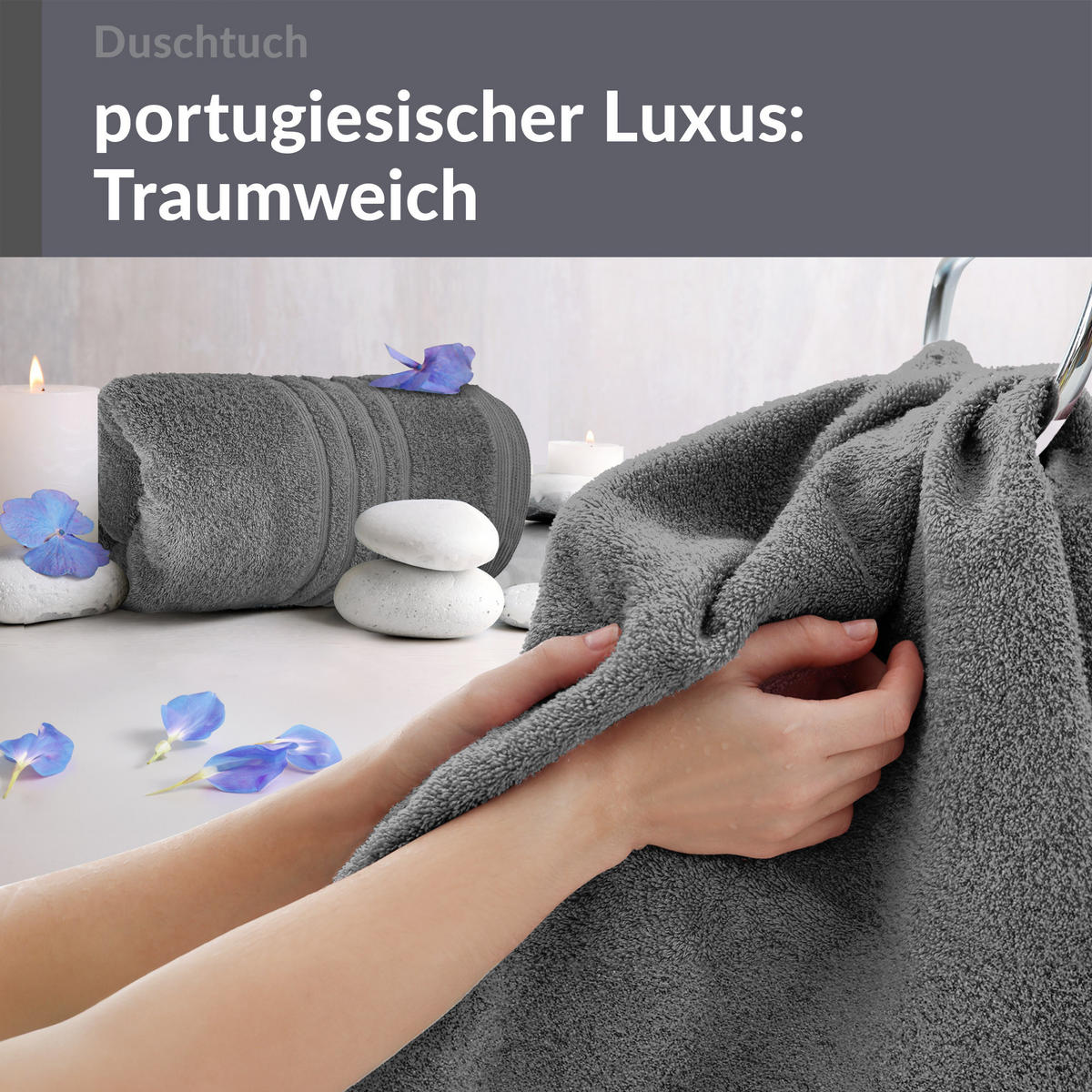 DUSCHTUCH London Anthrazit Grau 2er Set 70x140 - Anthrazit, Textil (70/140cm) - Lashuma