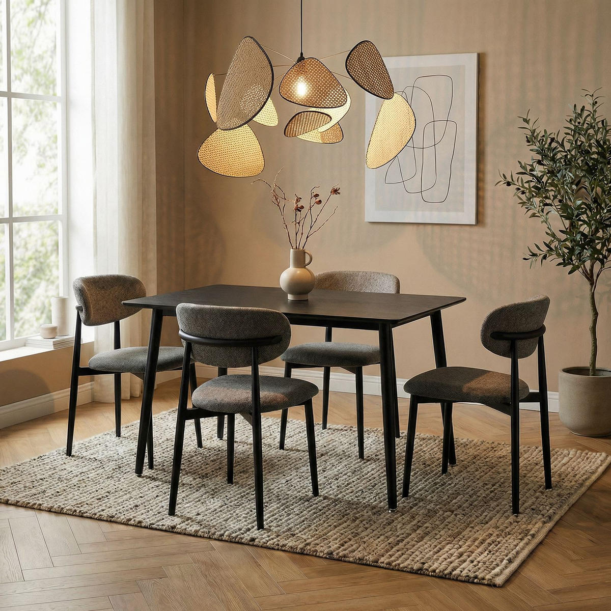 ESSGRUPPE NORA AZUL 5er Set schwarz - Schwarz, Holzwerkstoff/Metall - IDIMEX