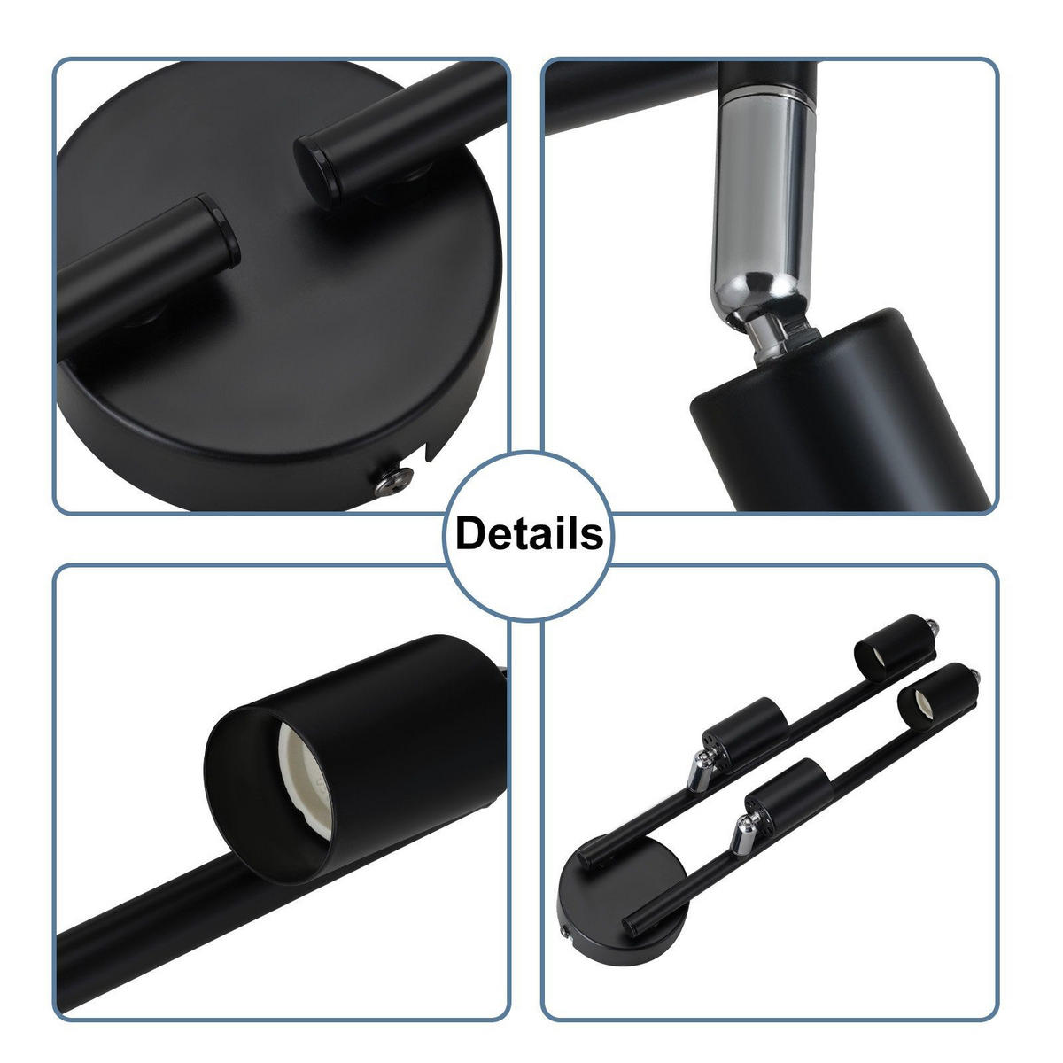 DECKENSTRAHLER Umino 59.5/8/13cm - Schwarz, Metall (59.5/8/13cm) - ZMH