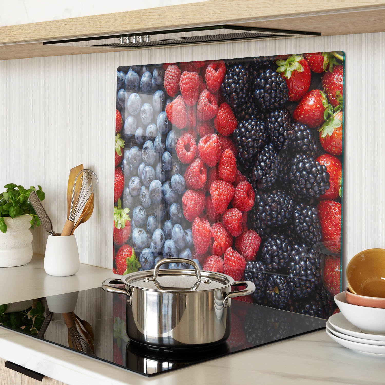 GLASPLATTE 60x52 cm Waldfrüchte - Multicolor, Glas (60/0.4/52cm) - TULUP