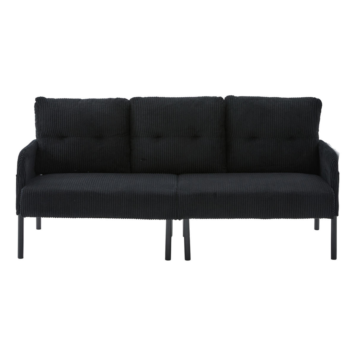 3-SITZER-SOFA DE-33596 mit Seitentaschen Schwarz - Schwarz, Metall (171/80/72cm) - ComfortXL