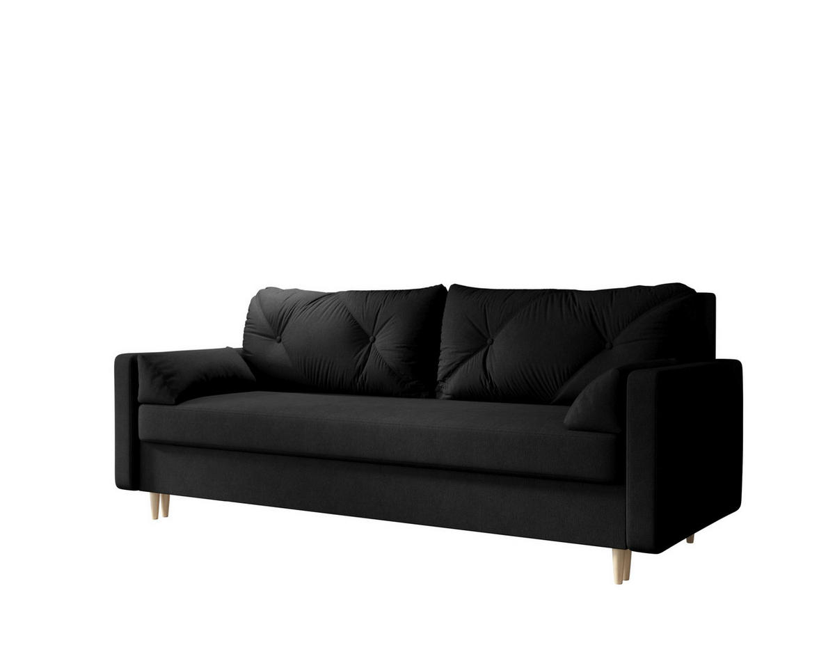 SOFA ASTRA mit Schlaffunktion COSMIC 100 mit Stauraum - Schwarz, Textil (90/88/228cm) - Bedante