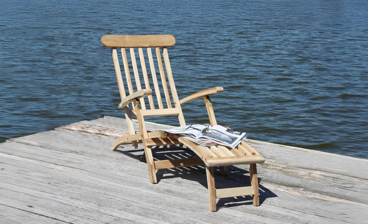 DECKCHAIR Leon 3-fach verstellbar Natur Teak Liegestuhl Gartenstuhl Sonnenliege - Naturfarben, Holz (60/96/150cm) - DELUKE