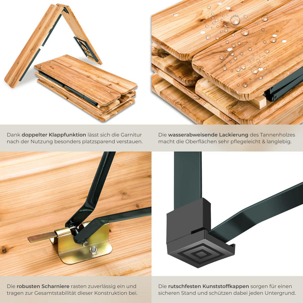 BIERZELTGARNITUR Ralf,Holzlackierung mit Klarlack,braun - Braun, Naturmaterialien/Holz - tectake