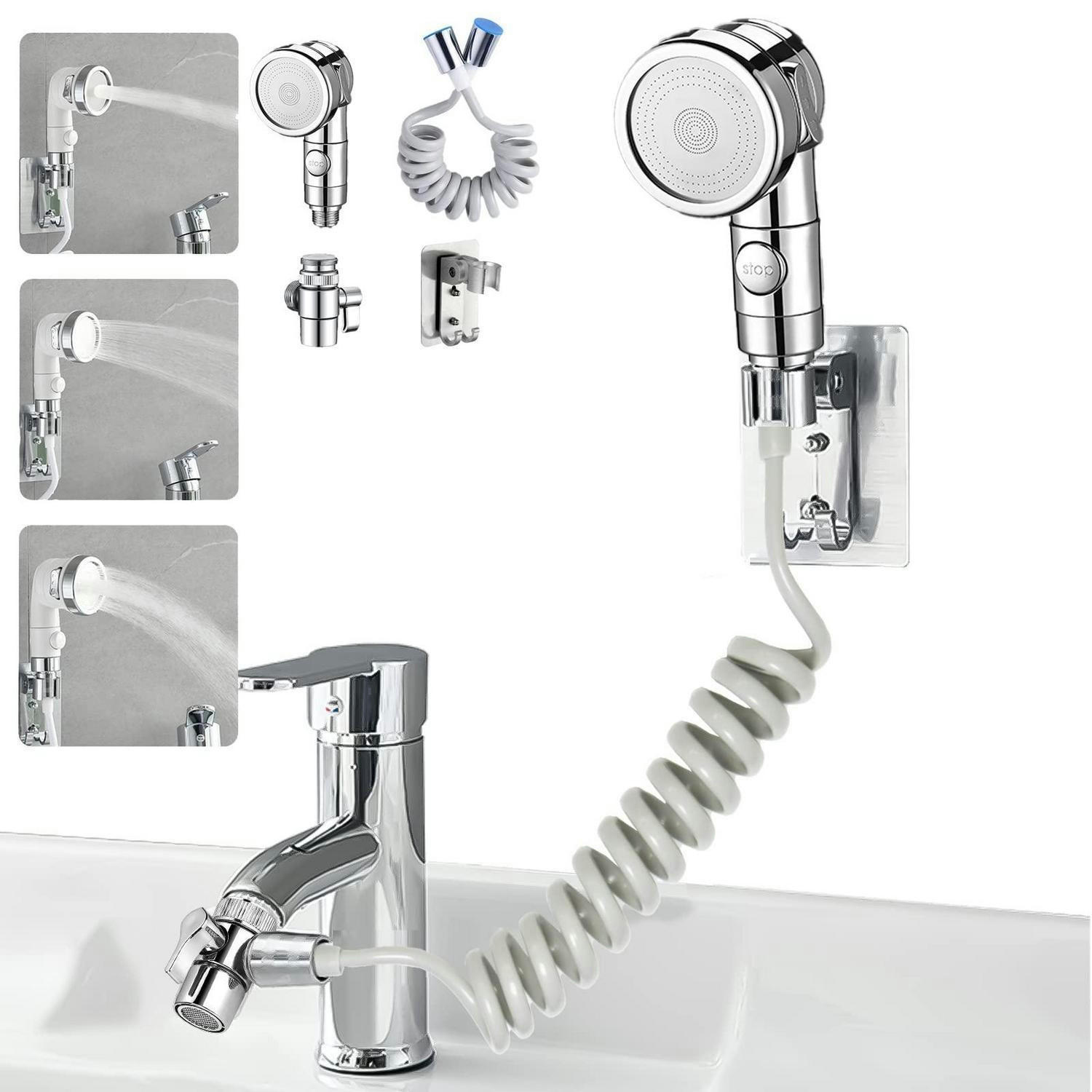 WASCHBECKEN-DUSCHKOPF-SET Silber 1,5 m Schlauch - Silberfarben, Metall (1/12.7/1cm)
