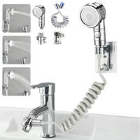 WASCHBECKEN-DUSCHKOPF-SET Silber 1,5 m Schlauch - Silberfarben, Metall (1/12.7/1cm)