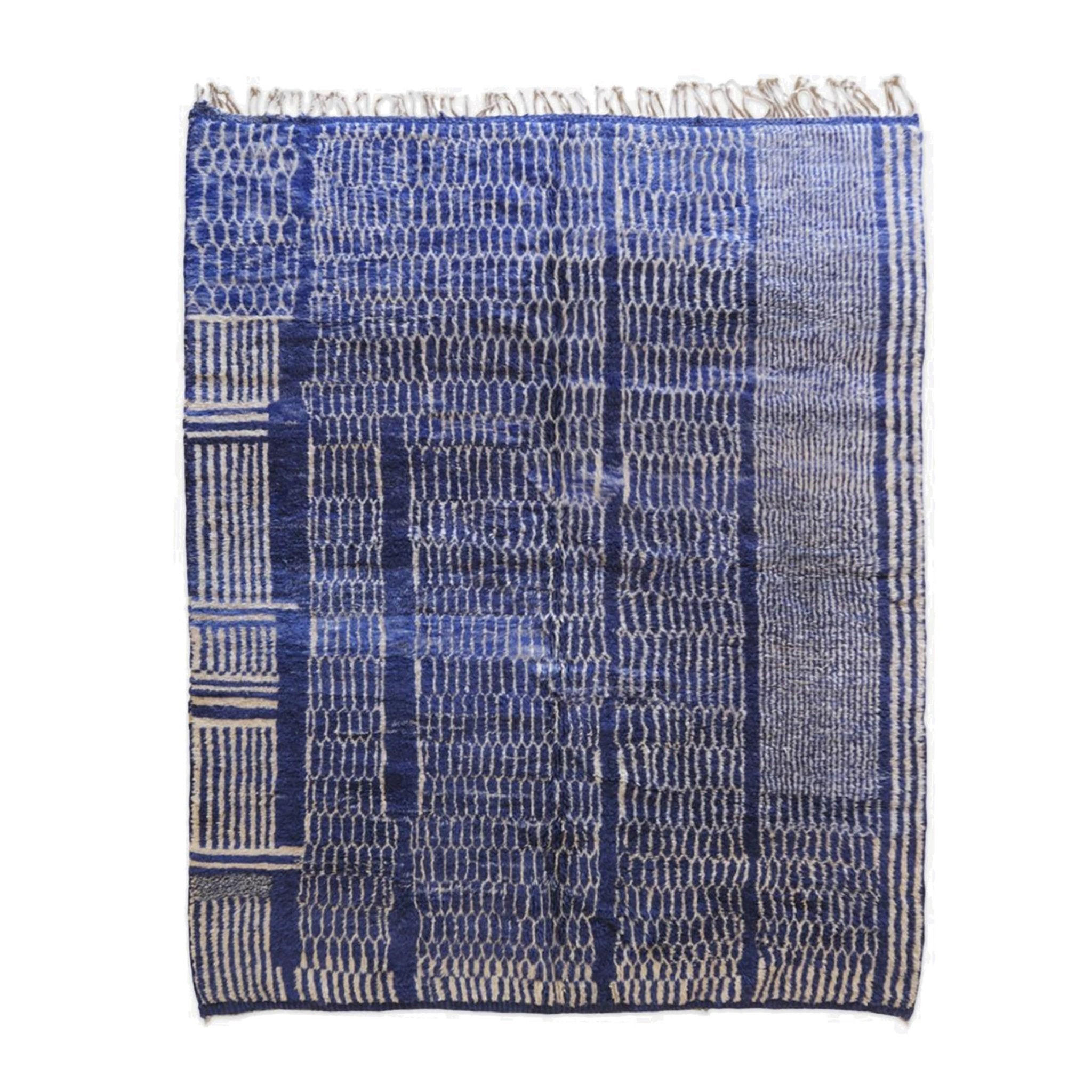 BERBERTEPPICH modern Design aus reiner Wolle 200x 300 cm - Blau, Naturmaterialien (200/300cm) - AFK Living
