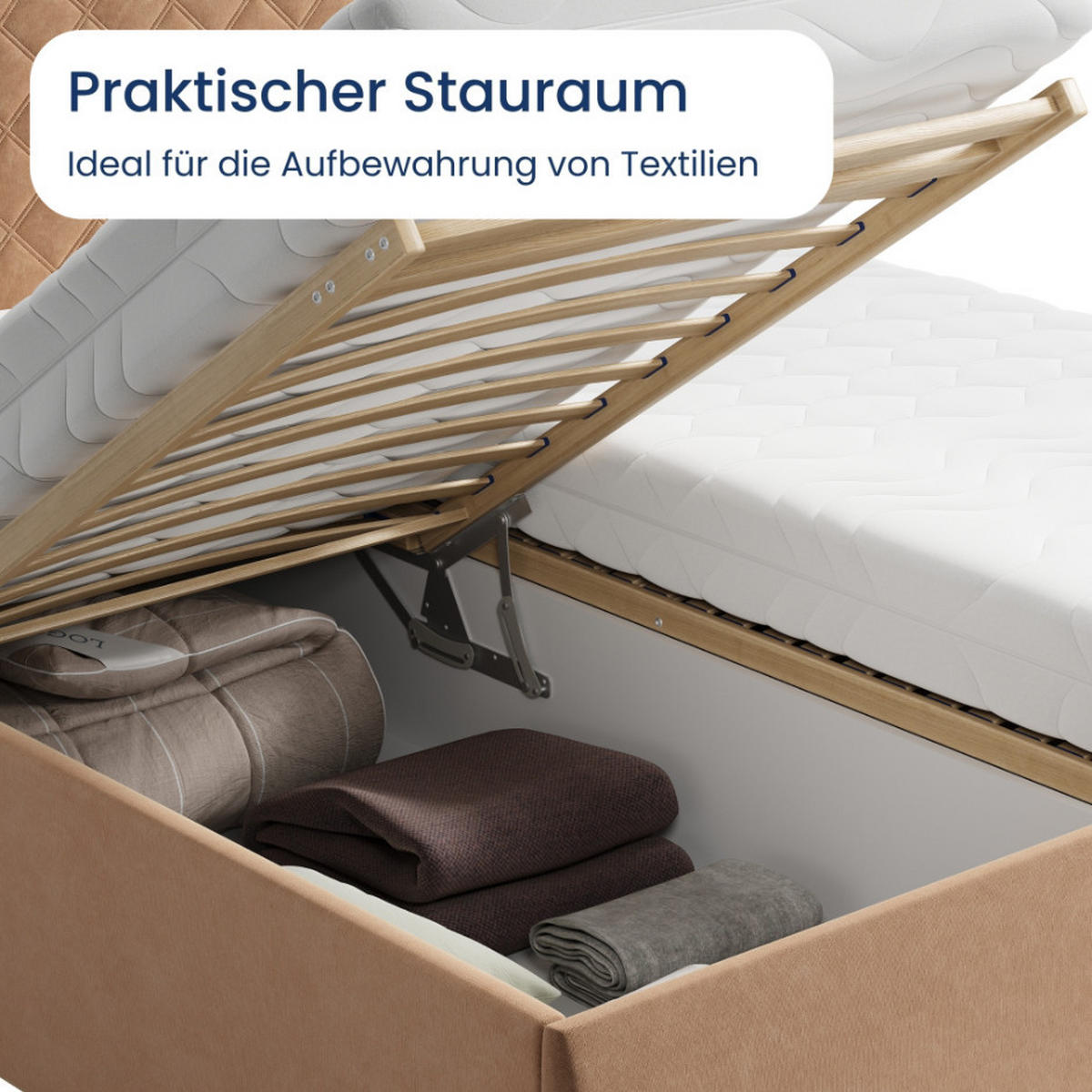 POLSTERBETT 180x200 cm Bonnellfederkernmatratze H2 in Beige - Beige, Textil (180/200cm) - Home Collective