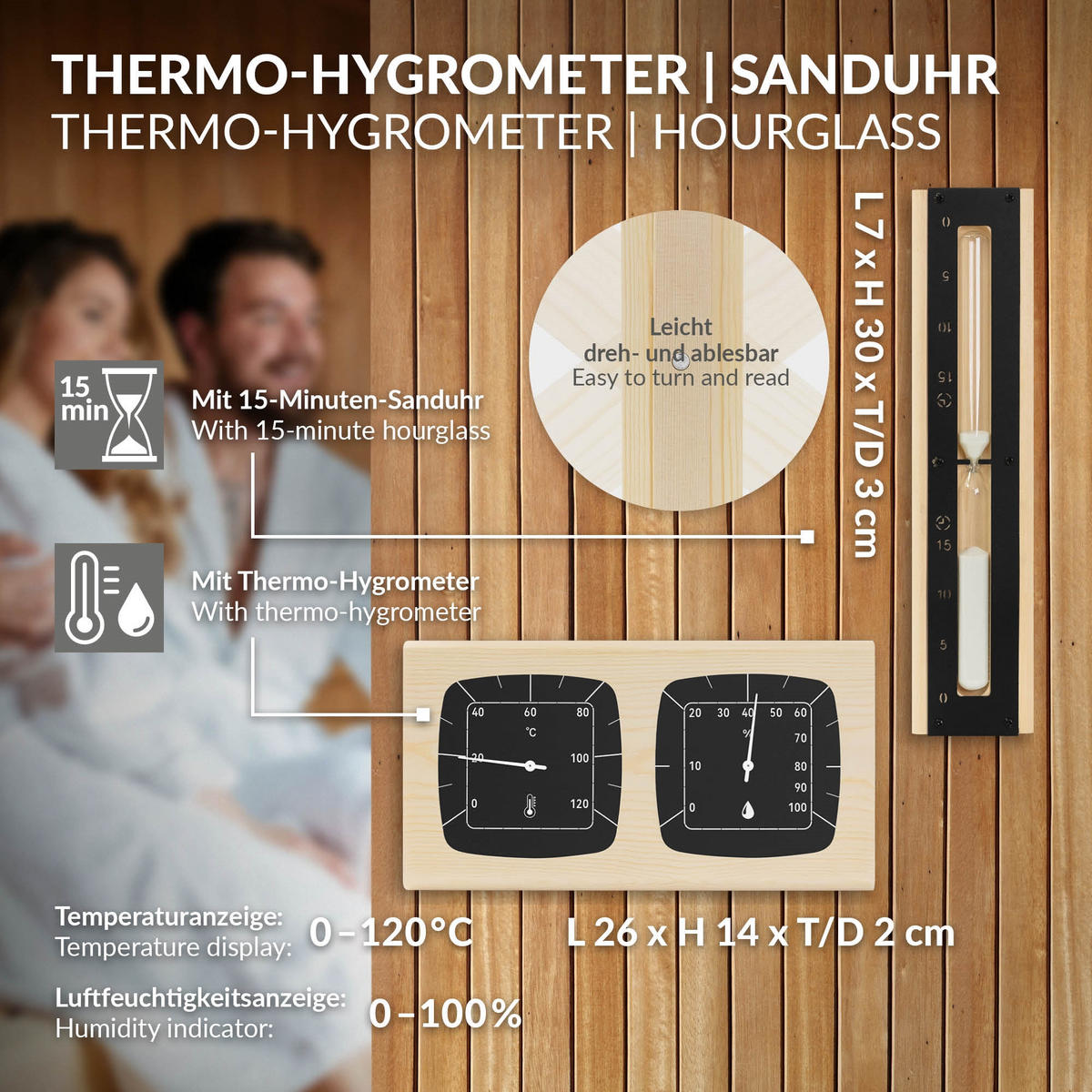 SADA SAUNOVÉHO PRÁVÉHO 4dílná z hliníku - černá, kov (25/31/32.5cm) - LuxeBath