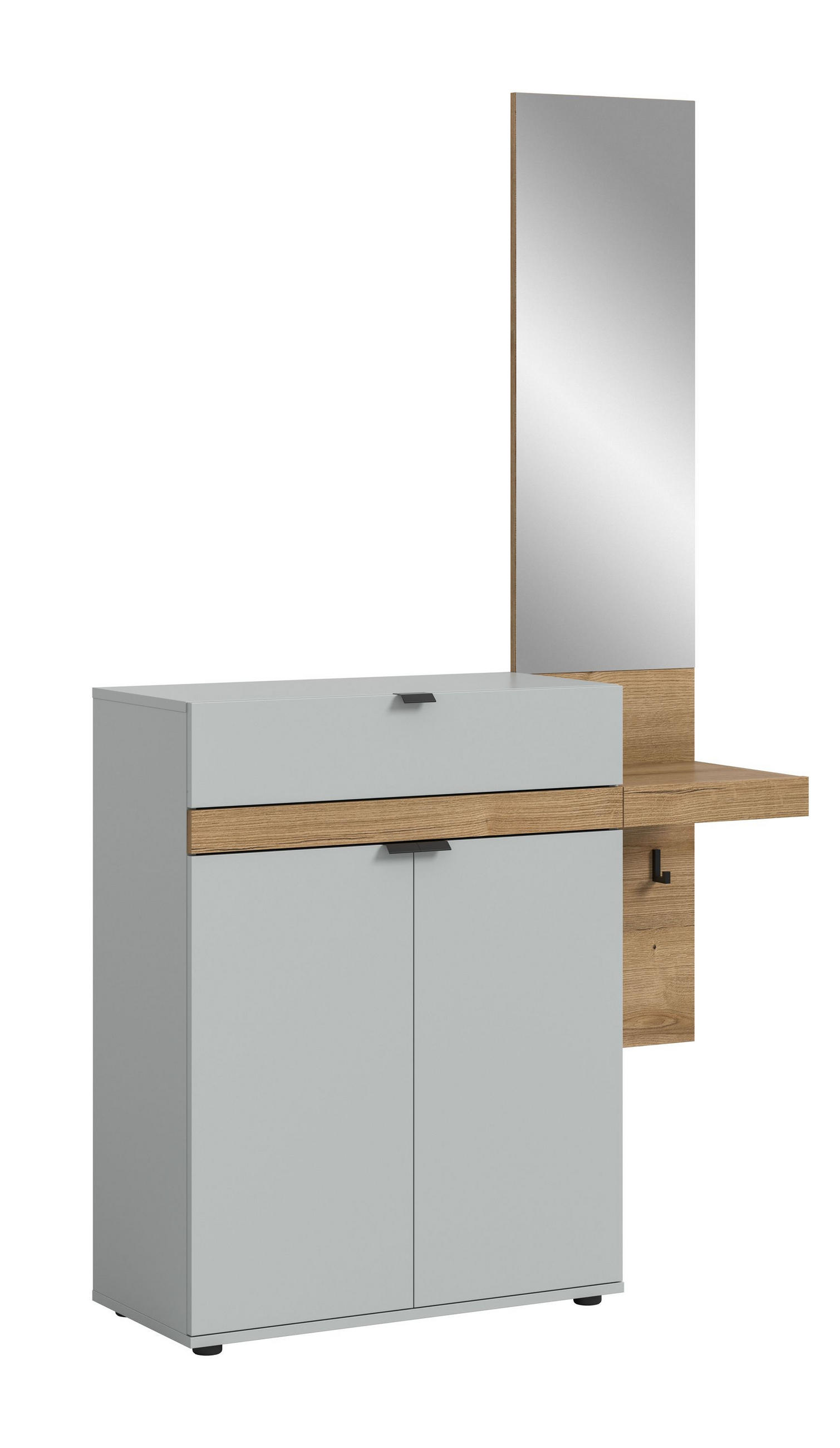 GARDEROBEN-SET NARO 2-tlg. (B/H/T: ca. 110/194/37 cm) in grau/grau - Grau, Holzwerkstoff (110/194/37cm)