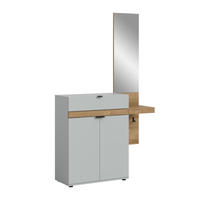 GARDEROBEN-SET NARO 2-tlg. (B/H/T: ca. 110/194/37 cm) in grau/grau - Grau, Holzwerkstoff (110/194/37cm)