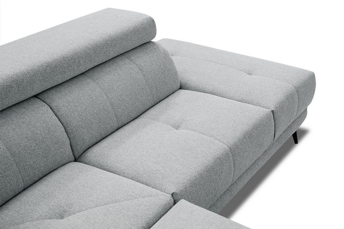 ECKSOFA MORELLO 5-Sitzer, silberfarben - Silberfarben/Schwarz, Holzwerkstoff/Textil (287/228cm) - Courtois Laville
