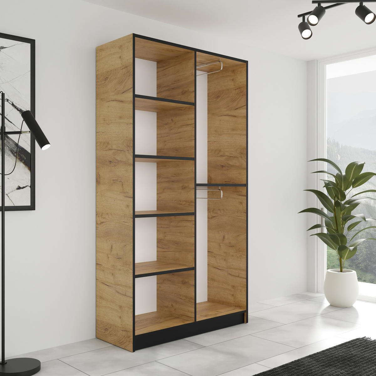 DREHTÜRENSCHRANK EDEN MIT AUFSATZ 2D Eiche Craft Gold - Honigeiche, Holzwerkstoff (105/247/39cm) - Kier Furniture