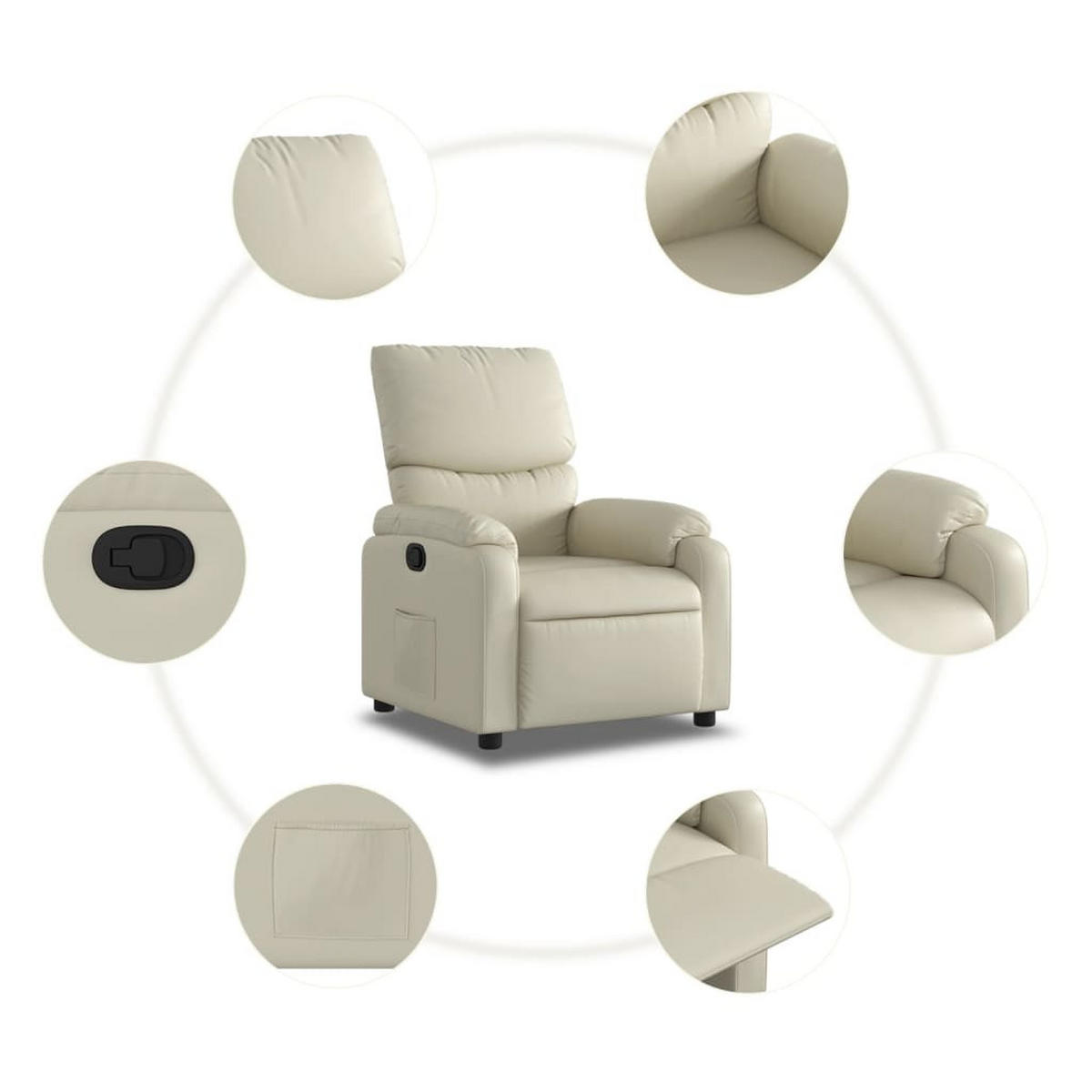 RELAXSESSEL Creme Kunstleder - Creme, Leder (99/99/75cm) - vidaXL
