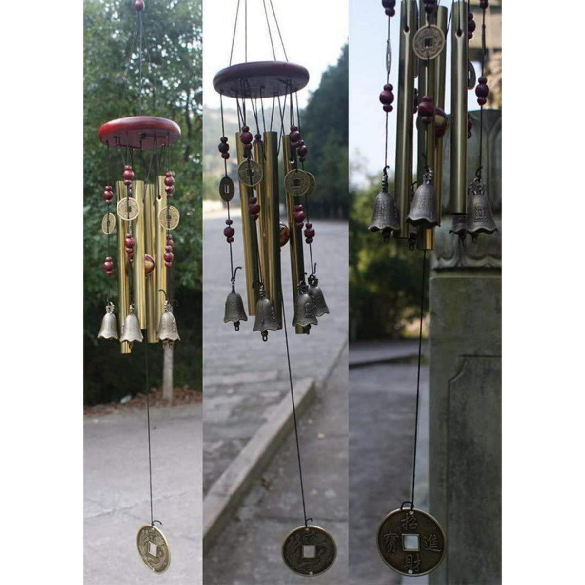 WINDSPIEL Garten Hängend Bronze 4 Röhren - Bronzefarben, Metall (22/12.7/3.8cm)