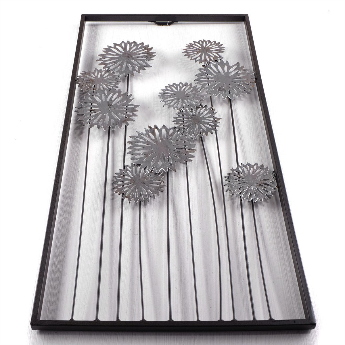 WANDDEKO PURE FLOWERS Metall silber/braun - Silberfarben, Metall (31/62/2cm) - DESIGN DELIGHTS