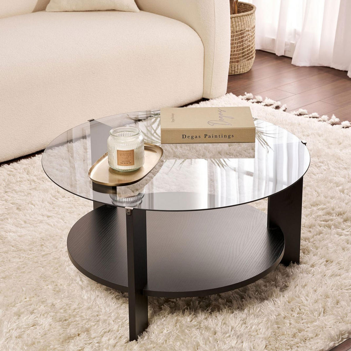 COUCHTISCH - Glas - Schwarz - Schwarz, Glas (75/75/40cm) - Drawer