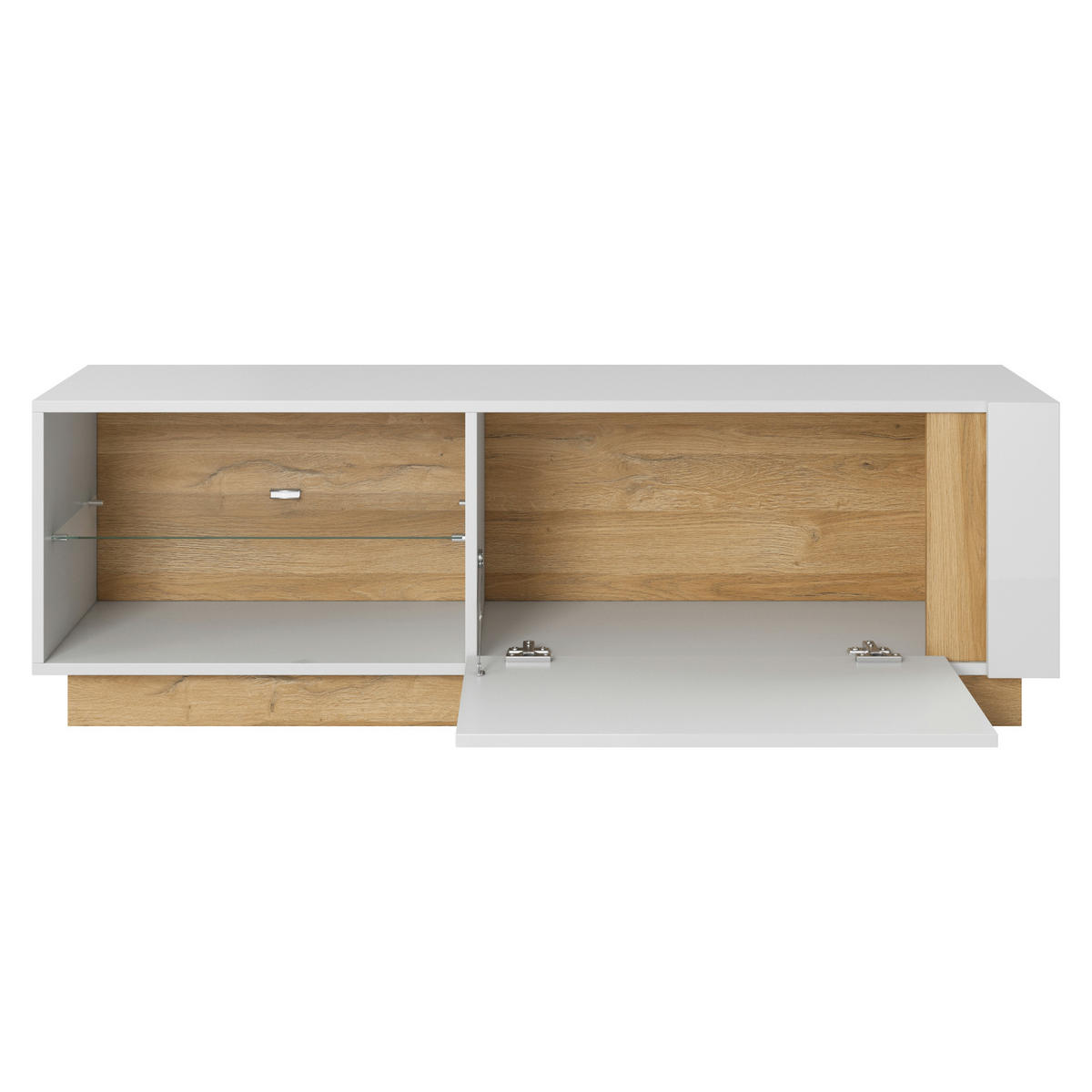 TV-ELEMENT ANDEBU RTV1 Glasregal Weiß Weiß - Weiß, Glas/Holzwerkstoff (138/46/40cm) - Komodee