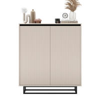 HIGHBOARD Selene 2D Kachmir Matt 111 cm - Kaschmir/Schwarz, Holzwerkstoff/Metall (111/125/35cm) - Meble Lindner
